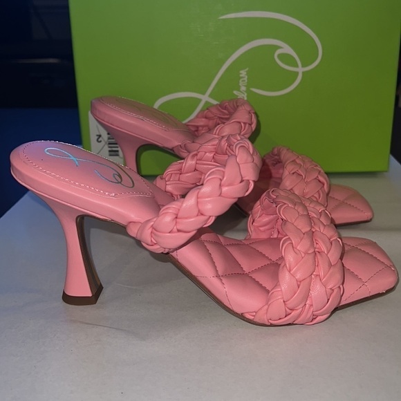 Sam Edelman Meghan braided mule slide on sandals heels pink Sz 8 1/2 new - Picture 9 of 12